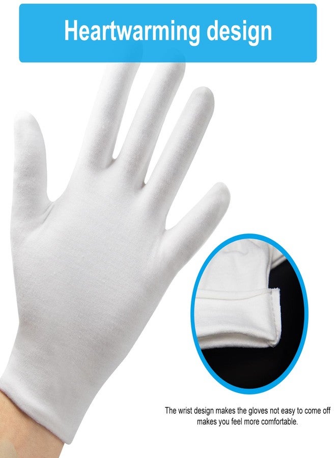 HMNYSOL White Gloves, 6 Pairs(12 Pcs) Thinck Cotton Gloves for Dry Hands Sleeping, Moisturizing Gloves Spa Eczema Overnight, Work Gloves for Coin Jewelry Service - Image 3